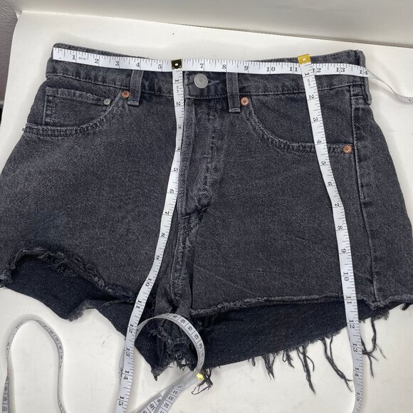 H&M Button Fly Denim Cutoff Distressed Shorts Summer Grunge Festival Size 6 - Picture 5 of 11